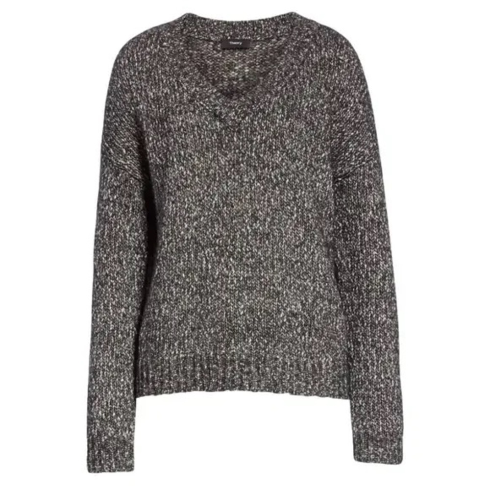 Theory Parkland Slouchy V-Neck Sweater cotton and wool blend